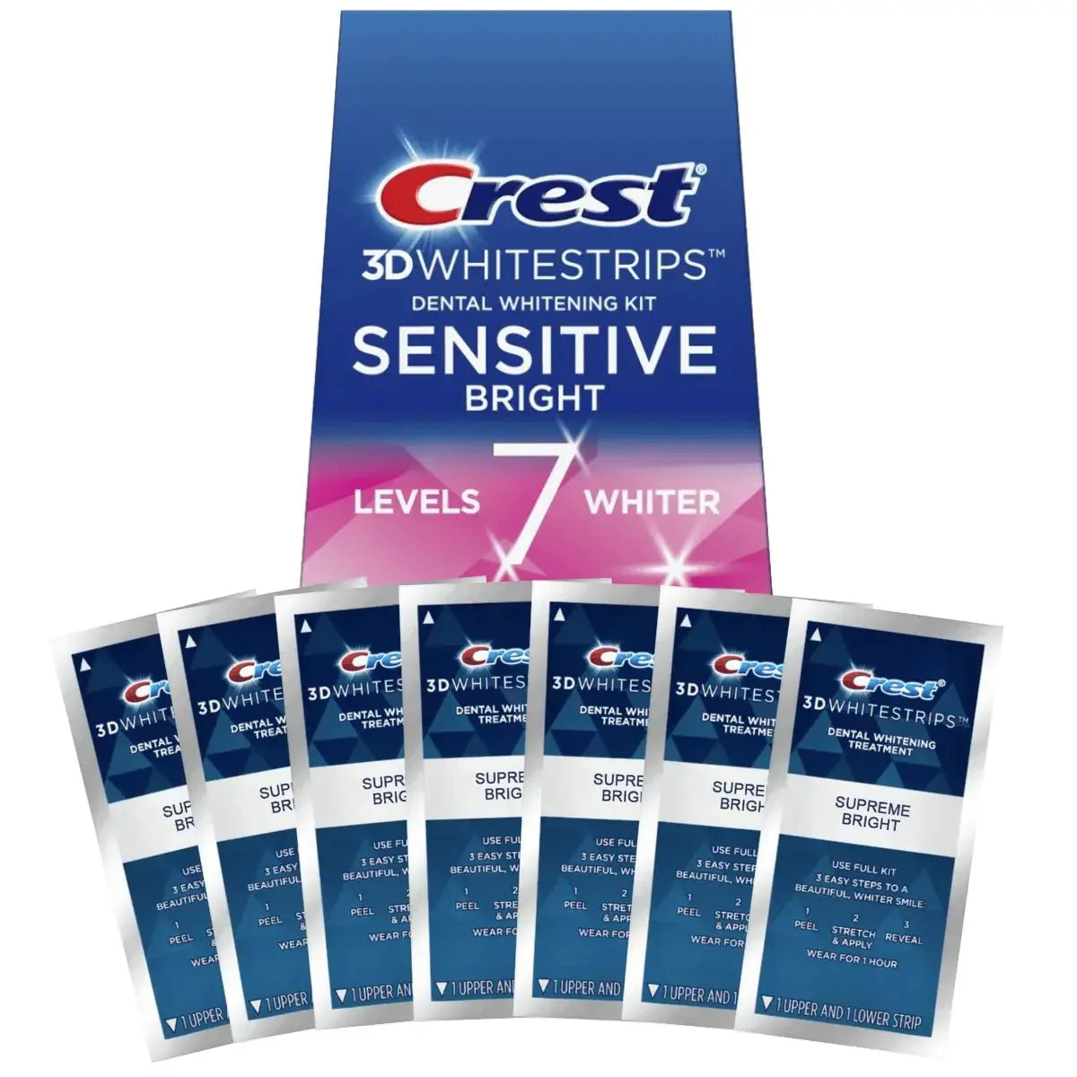 Bělicí Pásky Crest Sensitive Bright 7 Levels Whiter Whitestrips